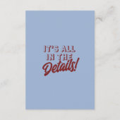 Retro Deep Red Blue Funky Modern Wedding Details   Informatiekaartje (Achterkant)