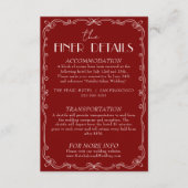 Retro Deep Red Ivory Old Money Wedding Details  Informatiekaartje (Voorkant)