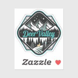 Retro Deer Valley Ski Sticker