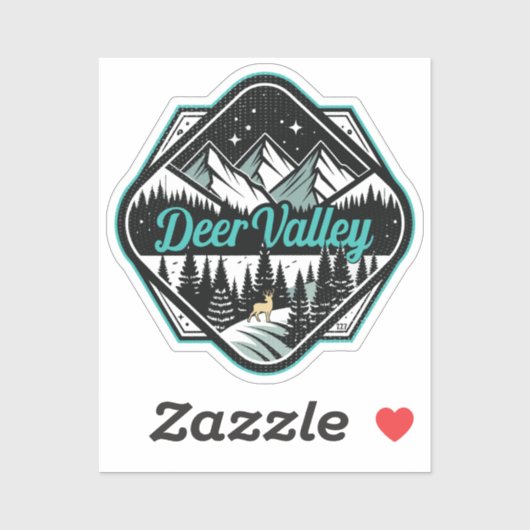 Retro Deer Valley Ski Sticker (Vel)