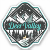 Retro Deer Valley Ski Sticker (Voorkant)