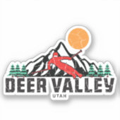 Retro Deer Valley Ski Sticker (Voorkant)