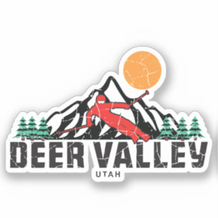 Retro Deer Valley Ski Sticker
