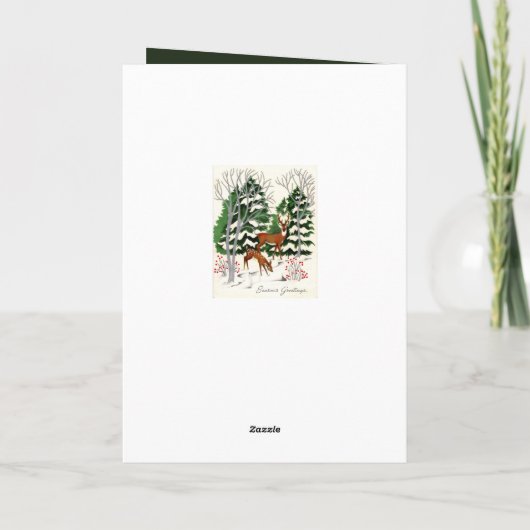 Retro  Deer Voeg sentiment toe Feestdagen Kaart (Achterkant)