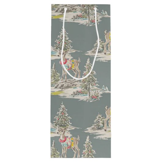 retro deer wijn cadeautas (Achterkant)