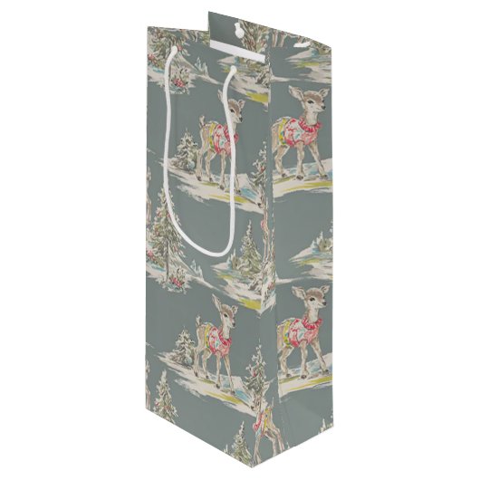 retro deer wijn cadeautas (Voorkant Gekanteld)