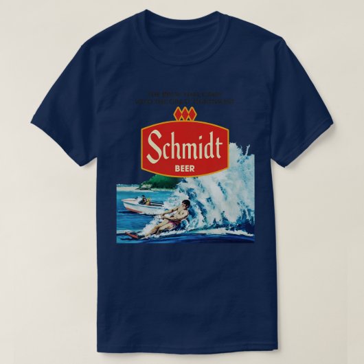 Retro Defunct Schmidt Beer Waterskiën T-shirt (Design voorkant)