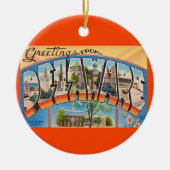Retro Delaware Greetings   Keramisch Ornament (Voorkant)