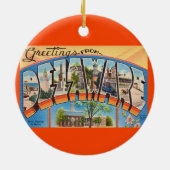 Retro Delaware Greetings   Keramisch Ornament (Achterkant)
