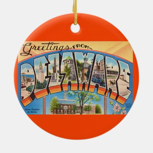 Retro Delaware Greetings   Keramisch Ornament (Achterkant)