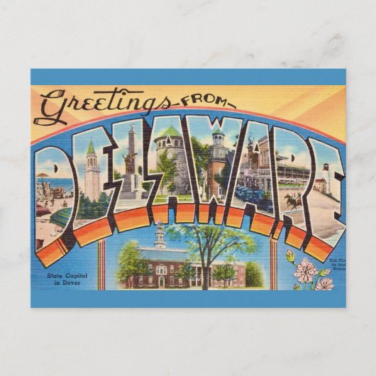 Retro Delaware Groeten   Briefkaart (Voorkant)