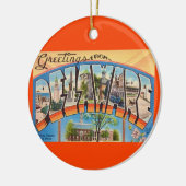Retro Delaware Groeten Keramisch Ornament (Links)