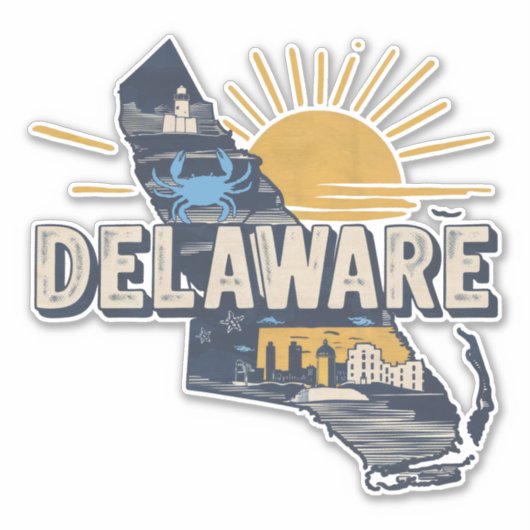 Retro Delaware Sticker (Voorkant)