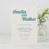 Retro Delight Blauwgroen Cream Bruiloft Kaart (Staand voorkant)