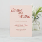 Retro Delight Blush Roos Roze Bruiloft Kaart (Staand voorkant)