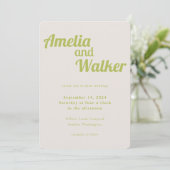 Retro Delight Chartreuse Groene Bruiloft Kaart (Staand voorkant)