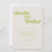 Retro Delight Chartreuse Groene Bruiloft Kaart (Voorkant)