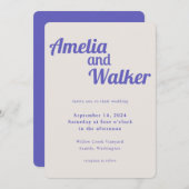 Retro Delight Perfect Paarse Bruiloft Kaart (Voorkant / Achterkant)