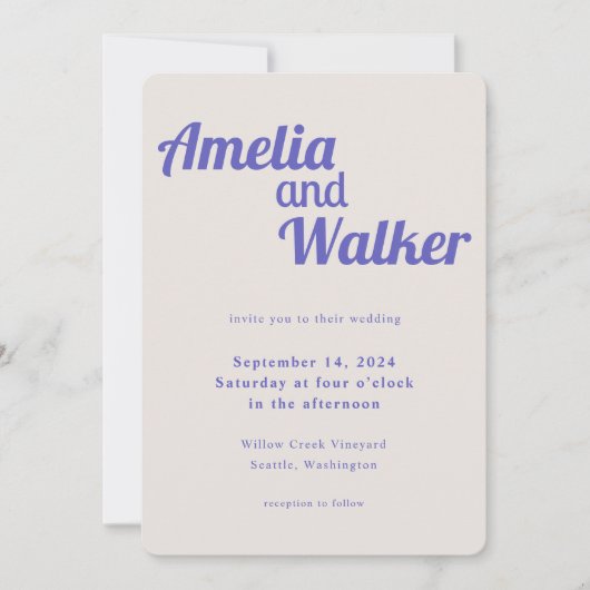 Retro Delight Perfecte Paarse Bruiloft Kaart (Voorkant)