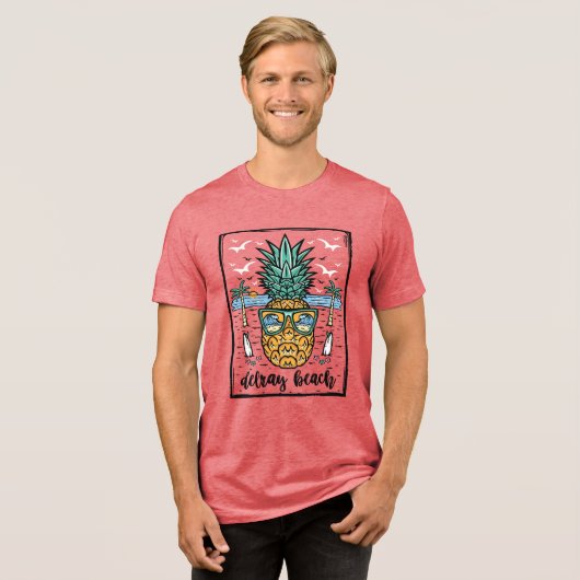 Retro Delray Beach Florida Tri-Blend Shirt (Voorkant volledig)