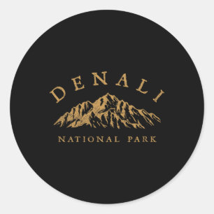 Retro Denali National Park Bergen Vintage Wandelen Ronde Sticker