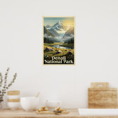Retro Denali National Park Poster (Keuken)