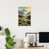 Retro Denali National Park Poster (Thuiskantoor)