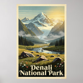 Retro Denali National Park Poster