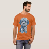 Retro Denim Hond Patch Grappige Versleten Blauwe J T-shirt (Voorkant volledig)