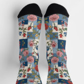 Retro denim patchwork met Rozen Sokken (Top)