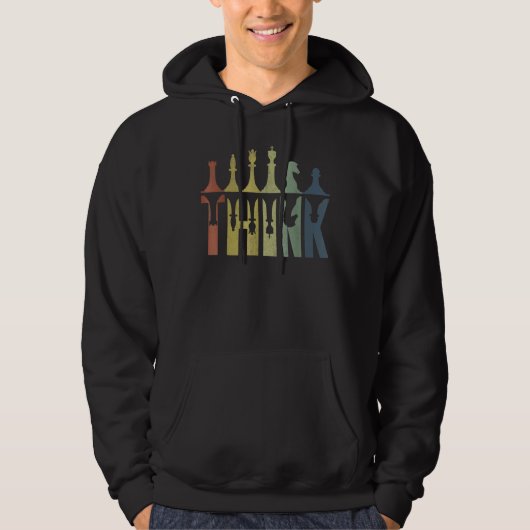  Retro denk schaakstukken Hoodie (Voorkant)