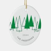 Retro dennenbomen Kerstmis Keramisch Ornament (Rechts)