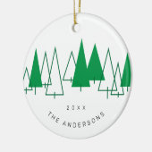 Retro dennenbomen Kerstmis Keramisch Ornament (Links)