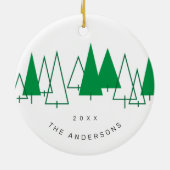 Retro dennenbomen Kerstmis Keramisch Ornament (Achterkant)