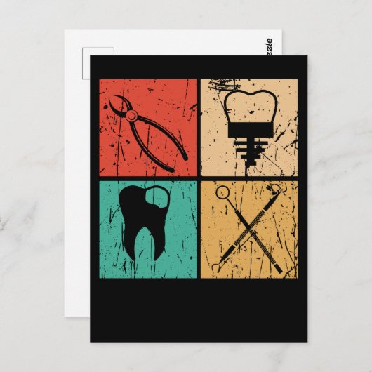 Retro Dentist Tools tandassistent Briefkaart (Voorkant / Achterkant)