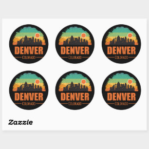 Retro Denver City Colorado USA  Sunset Ronde Sticker