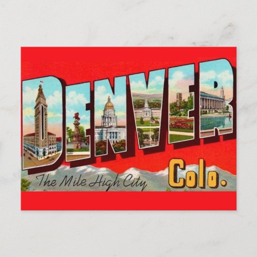 Retro Denver Colorado Postcard Briefkaart (Voorkant)