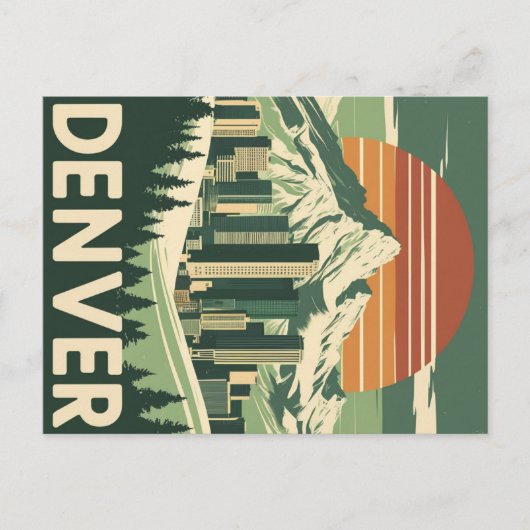Retro Denver Mountain City Briefkaart (Voorkant)