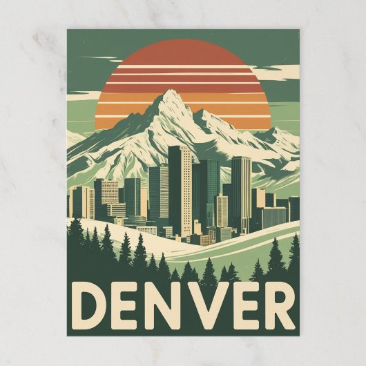 Retro Denver Mountain City Briefkaart