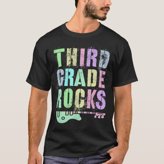 Retro DERDE GRADE ROCKS Student Rockstar Teacher 3 T-shirt (Voorkant)