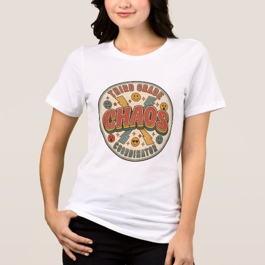 Retro Derde Klas Chaos Coördinator Leraar Tri-Blend Shirt (Voorkant)