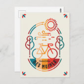 Retro Des Moines fietspad. Briefkaart (Voorkant / Achterkant)