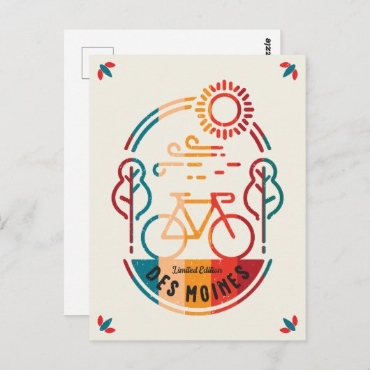 Retro Des Moines fietspad. Briefkaart (Voorkant / Achterkant)