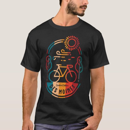Retro Des Moines fietspad. T-shirt (Voorkant)
