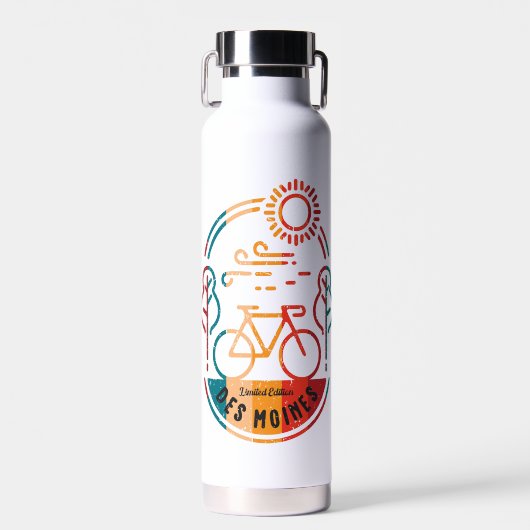 Retro Des Moines fietspad. Waterfles (Voorkant)
