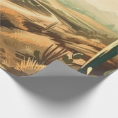 Retro Desert Cactus 1e Verjaardag Cadeaupapier (Hoek)