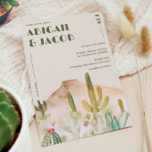 Retro Desert Cactus Arizona Bestemming Bruiloft Kaart