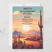 Retro Desert Cactus Bruiloft Kaart (Voorkant)
