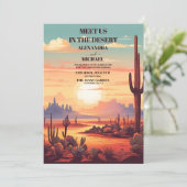 Retro Desert Cactus Bruiloft Kaart (Staand voorkant)