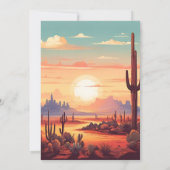 Retro Desert Cactus Bruiloft Kaart (Achterkant)